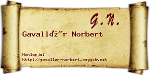 Gavallér Norbert névjegykártya